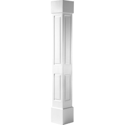 Craftsman Classic Square Non-Tapered, Double Raised Panel PVC Column Kit, Standard Capital & Base