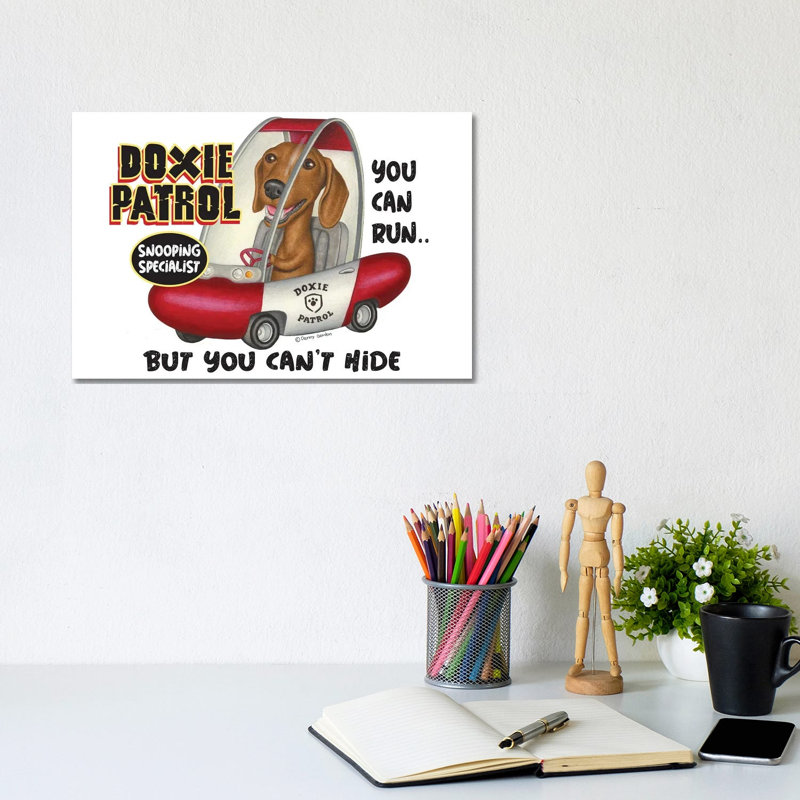 Dachshund Doxie Patrol by Danny Gordon - Wrapped Canvas Print, 20.32 cm H x 30.48 cm W