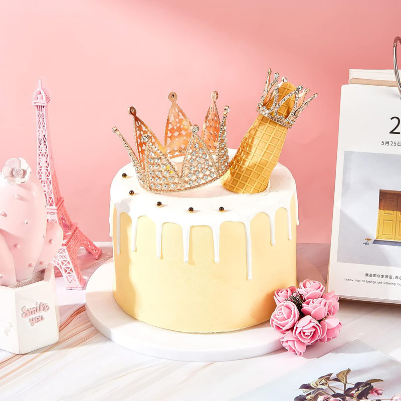 Mini-gâteau 4 pièces à couronne - or rose