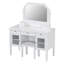 Meuble-lavabo de 44,4 po avec grand miroir ajustable, coiffeuse avec tiroir et armoire, coiffeuse pour la chambre à coucher peu encombrante, blanc