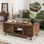 Table basse avec plateau coulissant, centre en bois de 47 po avec portes de rangement et portes coulissantes, noyer