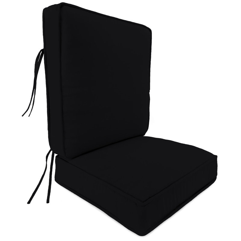 Sunbrella 22" x 45" Outdoor Deep Seat Cushion Set with Ties, Canvas Black