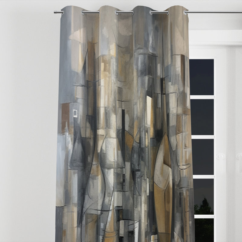 Mid Century Chromatics I - Rideau occultant avec œillets Mid-Century - 1 panneau, l 52" x L 84", Œillets argentés