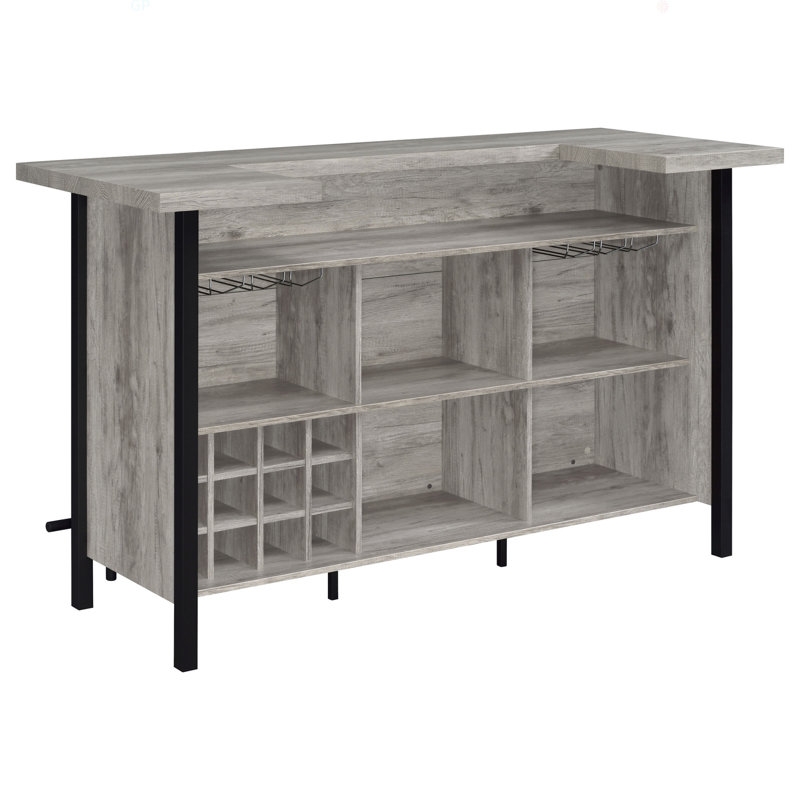 Menimen Grey Driftwood Freestanding Bar Unit