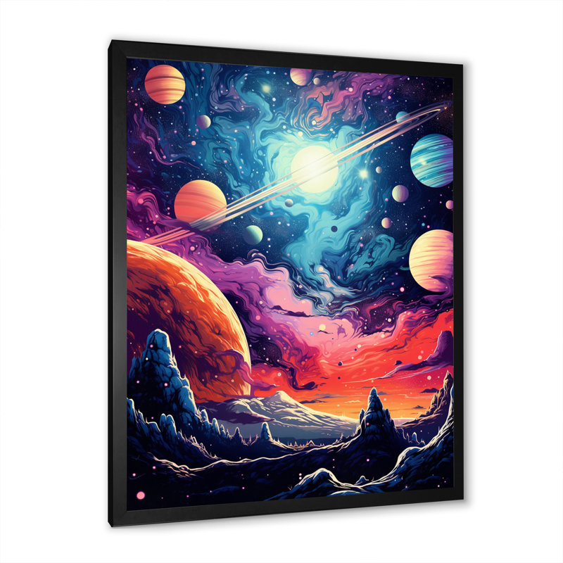 Bright Star in Distant Galaxy sur toile, H 32 po x l 16 po x P 1 po, Cadre simple noir