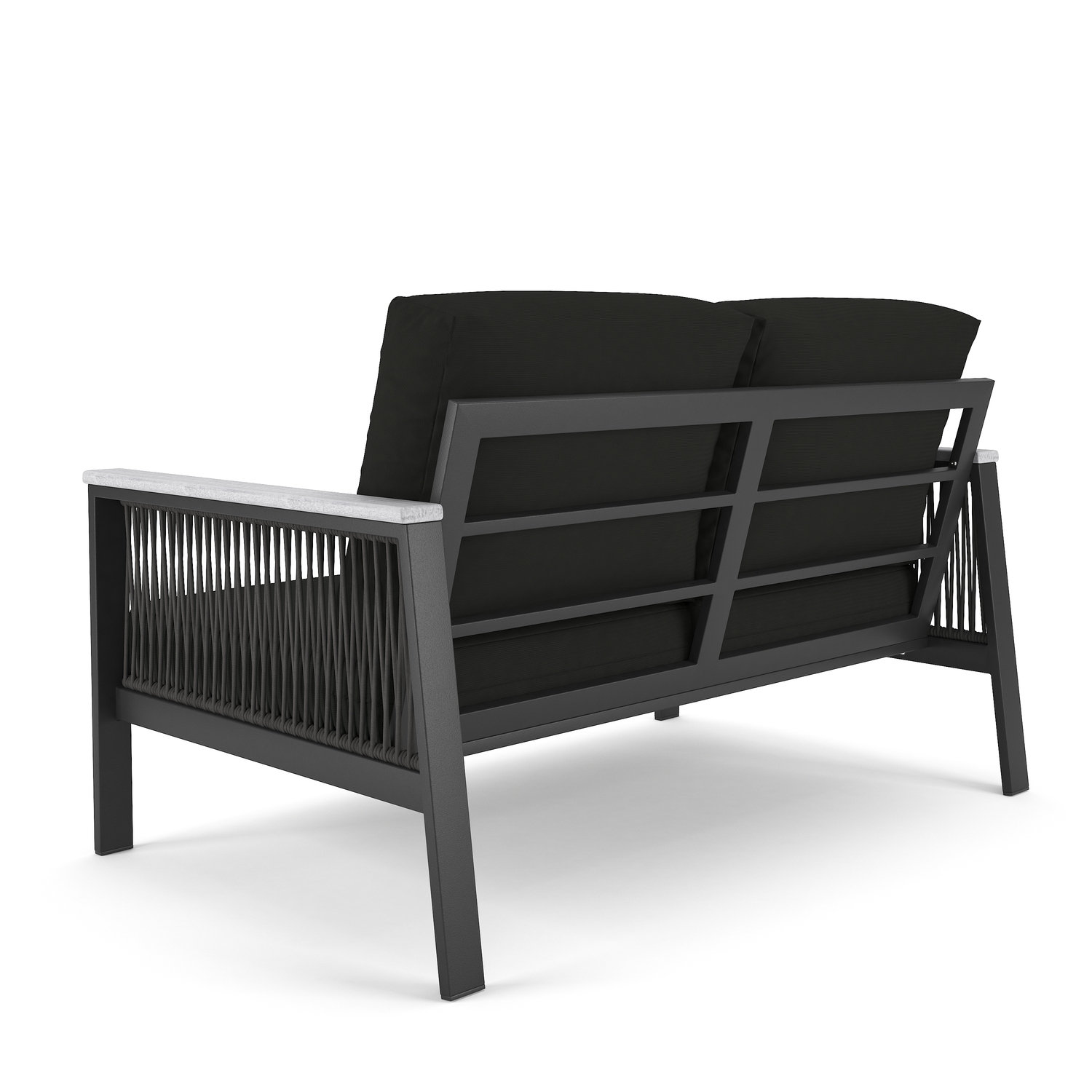 Townsend 55" Sunbrella® Patio Loveseat, Canvas Black Sunbrella® Canvas, Gray/Brown