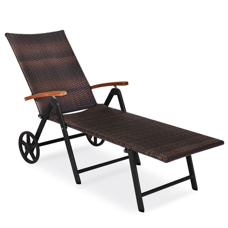 Chaise longue simple inclinable avec coussins 73 po Yeo, Rouge, 2 Pieces