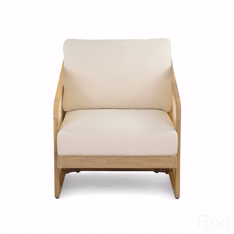 Fauteuil club d'extérieur en bois textilène