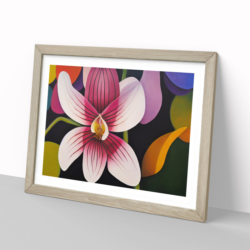 Abstract Orchid Flower - Framed Print, 46cm H x 64cm W x 2cm D, Oak