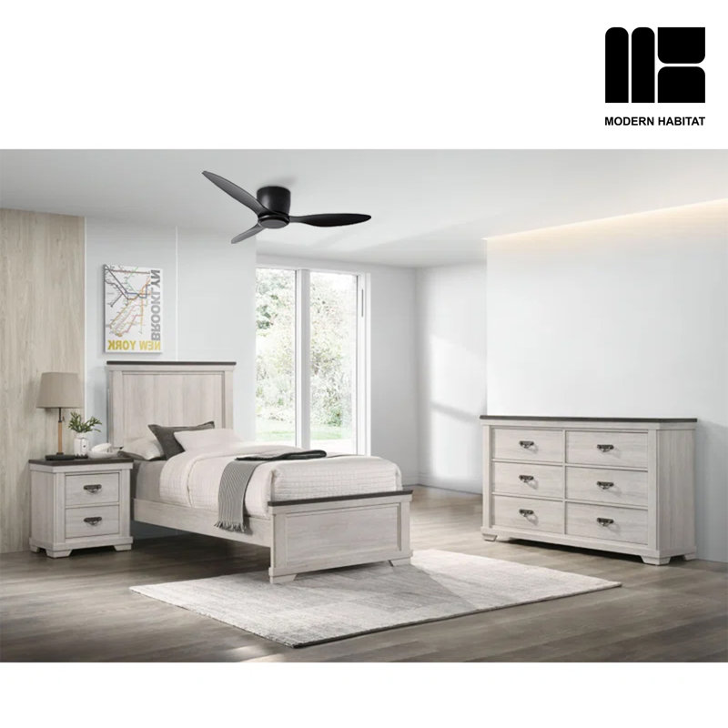 Ventilateur de plafond intérieur de 52 po à 3 pales avec télécommande, sans éclairage, moteur à courant continu réversible, noir