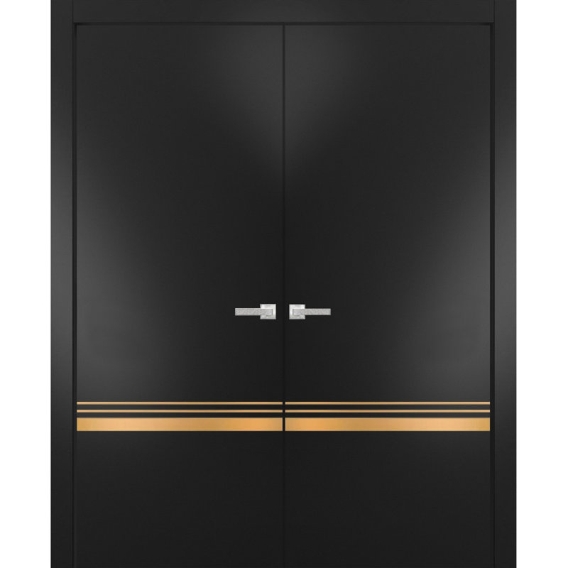 Portes françaises en bois manufacturé 2010, 64 po x 84 po, Noir mat