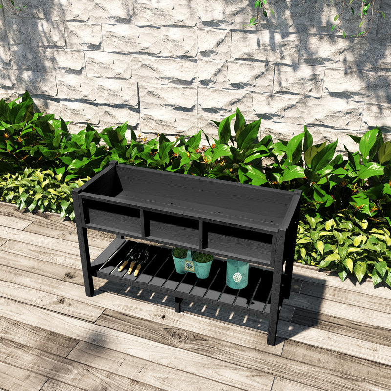 Raised Garden Bed Elevated Raised Planter for Patio Balcony, Black