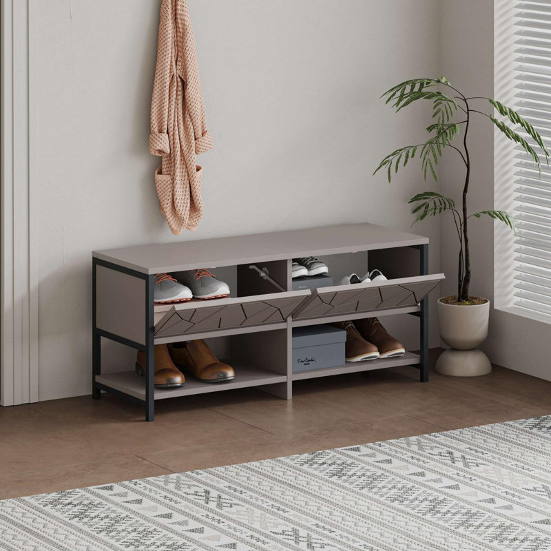 Baneen 8 Pair Shoe Storage Cabinet, Light Mocha