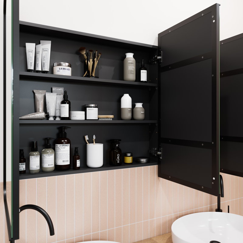 Three Door Steel Frame Square Shape Medicine Cabinet, White