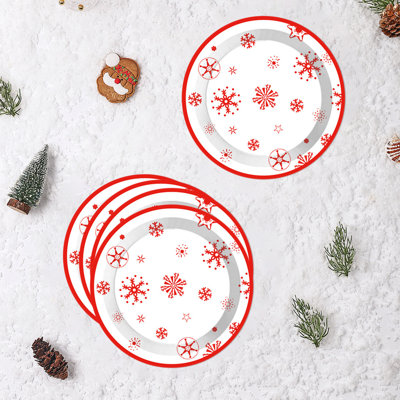 Christmas Snowflake Paper Plates Winter Christmas Tree Snowflake Party Tableware Supplies Birthday Party Tableware