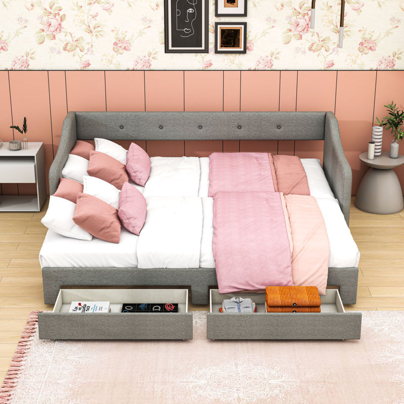 Upholstered Daybed with Two Drawers