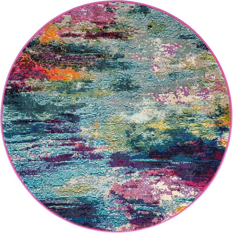Hashimoto Abstract Area Rug, Round 5'3"