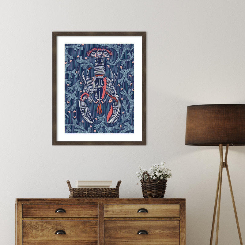 «Crustacean Core marine» par Gadd Wood, reproduction d'art encadrée, H 34 po x l 28 po, Grain de bois rayé chocolat
