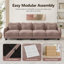 Rosman Oversized Chenille 4-Seater Sofa with Lumbar Pillows, Deep Cushioned Seats, Curved Arms, and Easy Modular Assembly-133650878