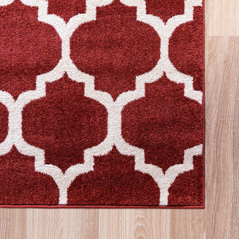 Tapis rouge tissé à la machine Molly, Tapis de couloir 2 pi 7 po x 10 pi