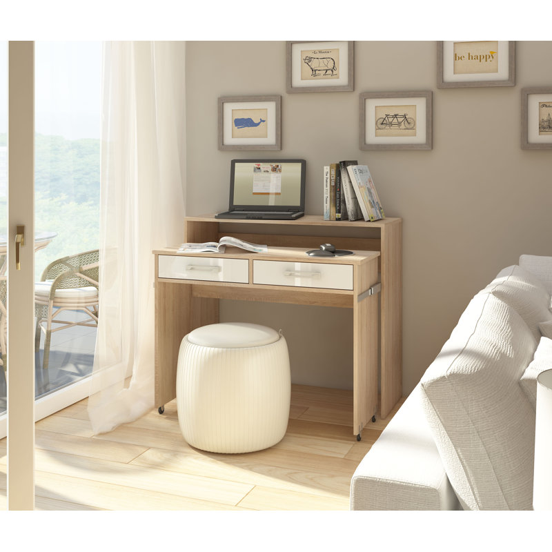 Barnard Castle Computer Desk, Oak Sonoma Matte/White Gloss