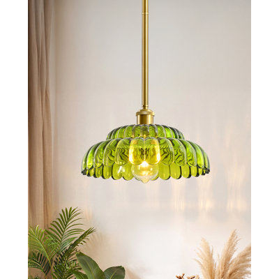 Luminaire suspendu moderne en verre, abat-jour rétréci rétro de 12 po, luminaire suspendu réglable, base E26, finition laiton pour la salle à manger de l'îlot de cuisine