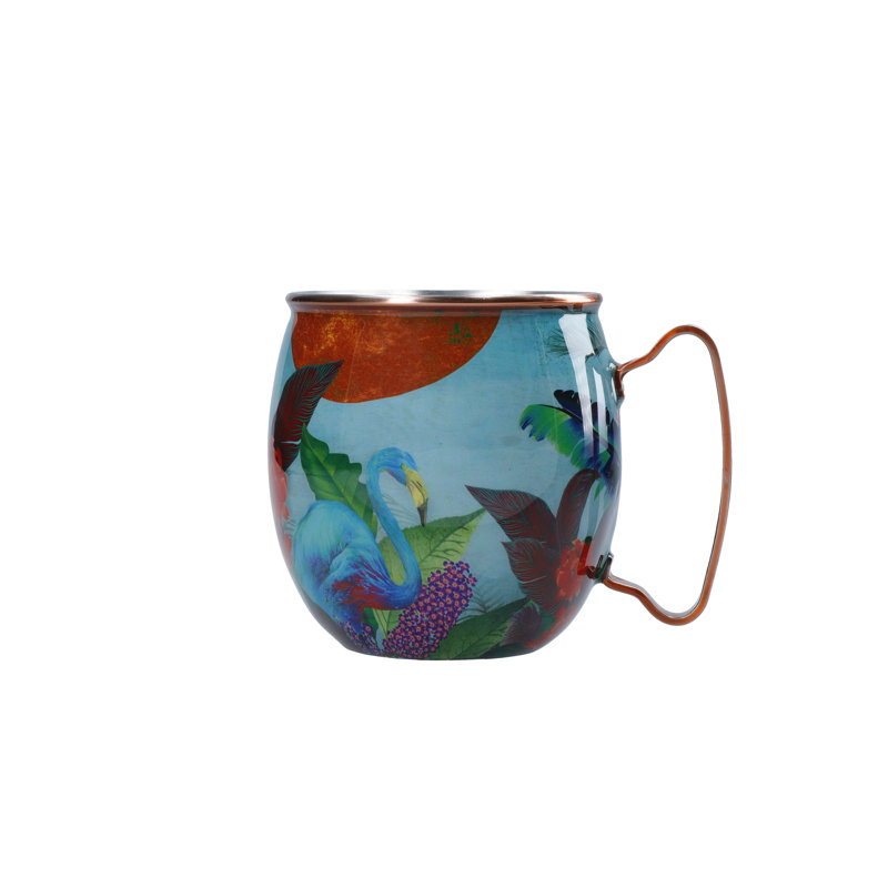 Mikasa x Sarah Arnett Stainless Steel Moscow Mule Mug, 450ml, Flamingo