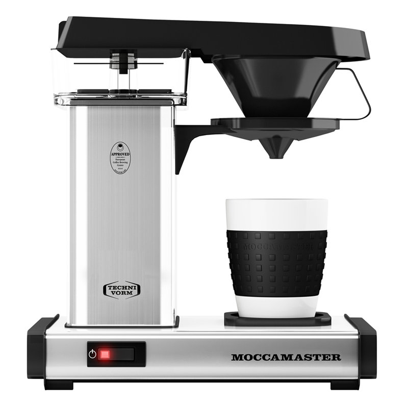 Sleek Silver Moccamaster 10oz Single-Serve Coffee Maker with Auto Shutoff