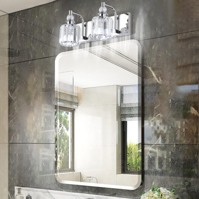 Luminaire de meuble-lavabo de salle de bain moderne en cristal avec abat-jour en cristal transparent Ralbay, installation câblée, homologué UL