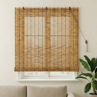 Roller Blind Adjustable Reed Light Filtering Curtain Shade UV Resistant