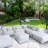 outdoor 4 piece modular foam bean bag patio set, water resistant olefin fabric outdoor sectional for garden deck-1205345248