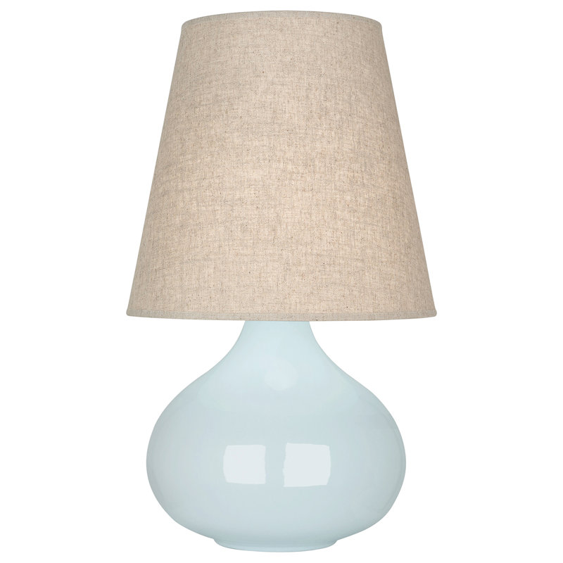 June 24" Table Lamp, Baby Blue, Buff Linen