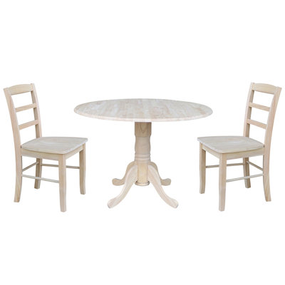 Gannie 3 - Piece Drop Leaf Solid Wood Dining Set