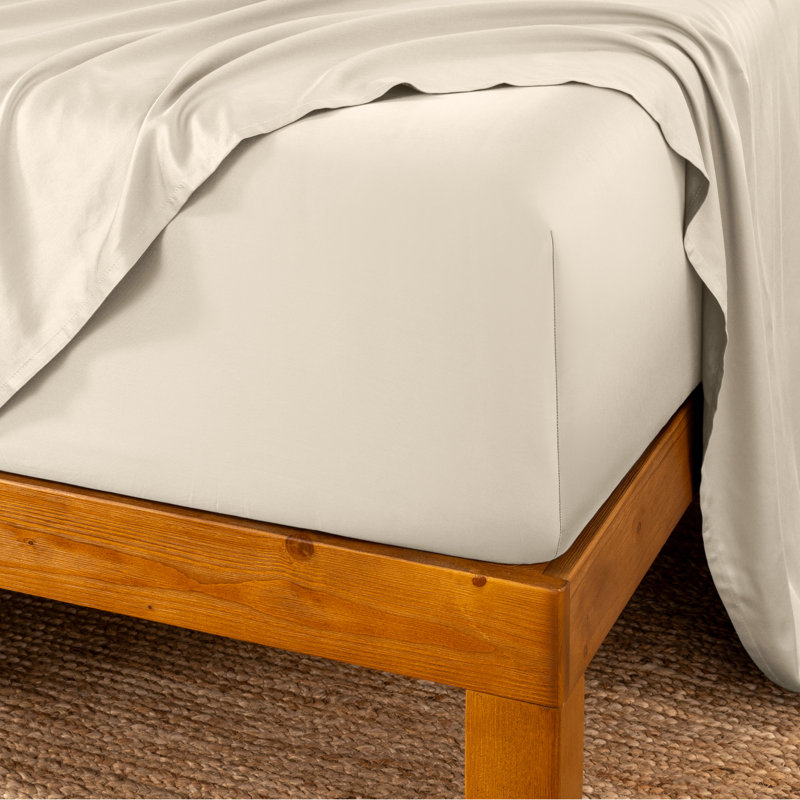 Drap-housse en rayonne de bambou, Sable, Drap-housse pour lit simple TG