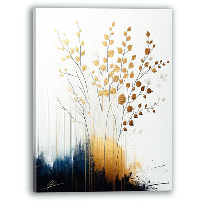 Art abstrait sur toile Golden Golden Branches