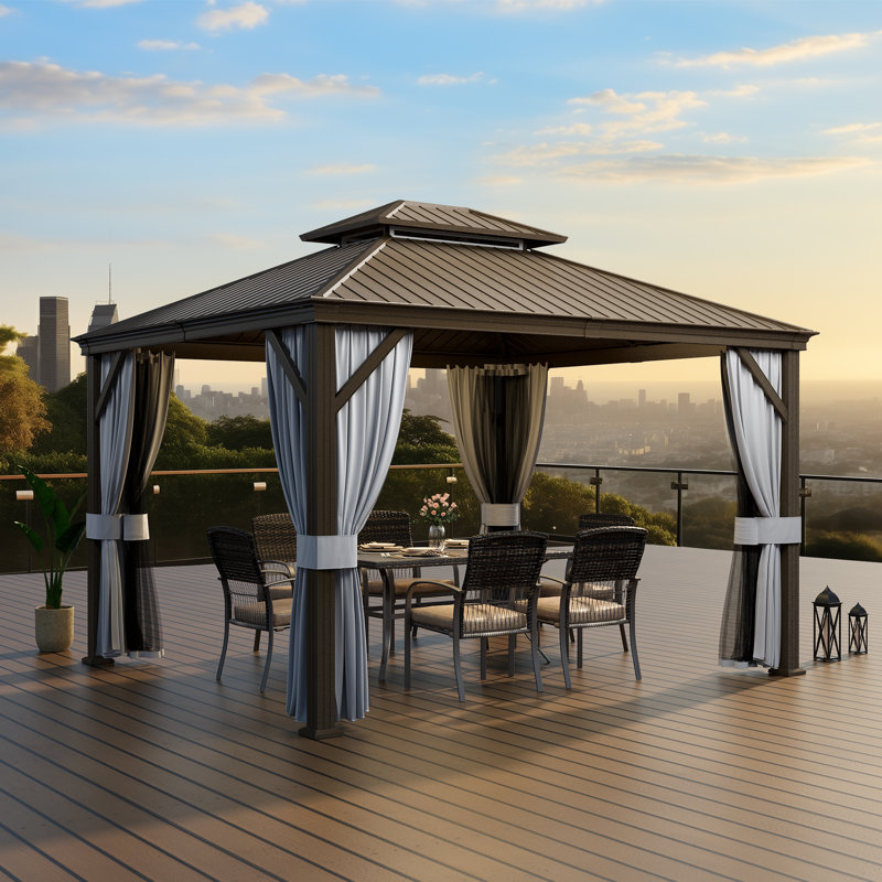 Metal Patio Gazebo, 115" H x 144" W x 120" D