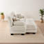 Causeuse modulaire rembourrée légère en chenille café avec 2 repose-pieds, 2 coussins lombaires et 2 coussins décoratifs pour petit salon