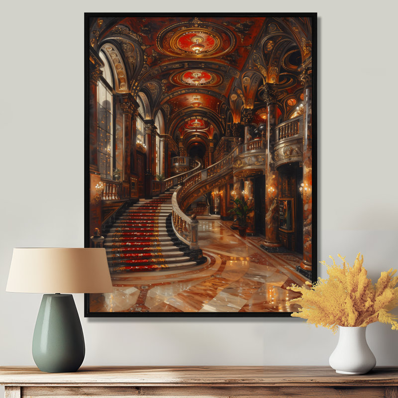 Décoration murale rouge or rouge Grand Gala Opéra II - Opéra, Toile avec cadre flottant noir, H 34 po x l 44 po x P 1,5 po
