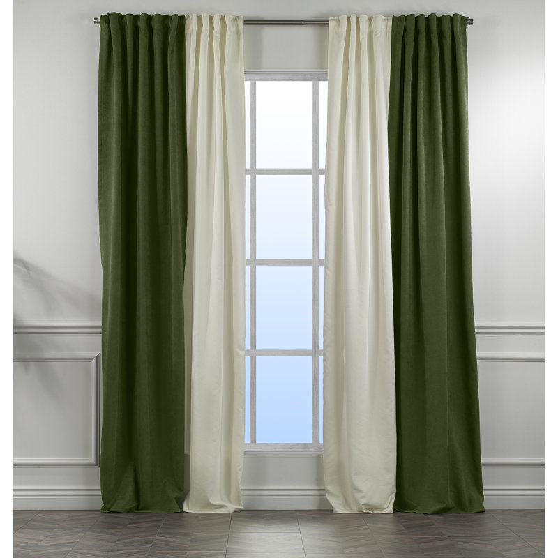 Rideau de fenêtre décoratif de chaque panneau de 27 po de largeur, Crème / vert forêt, L 27 po x L 95 po