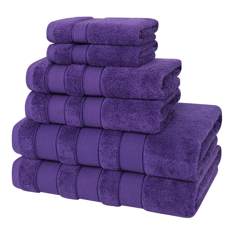 Karani Luxury Extra Soft 100% Cotton 6 Piece Bath Towel Set, Purple