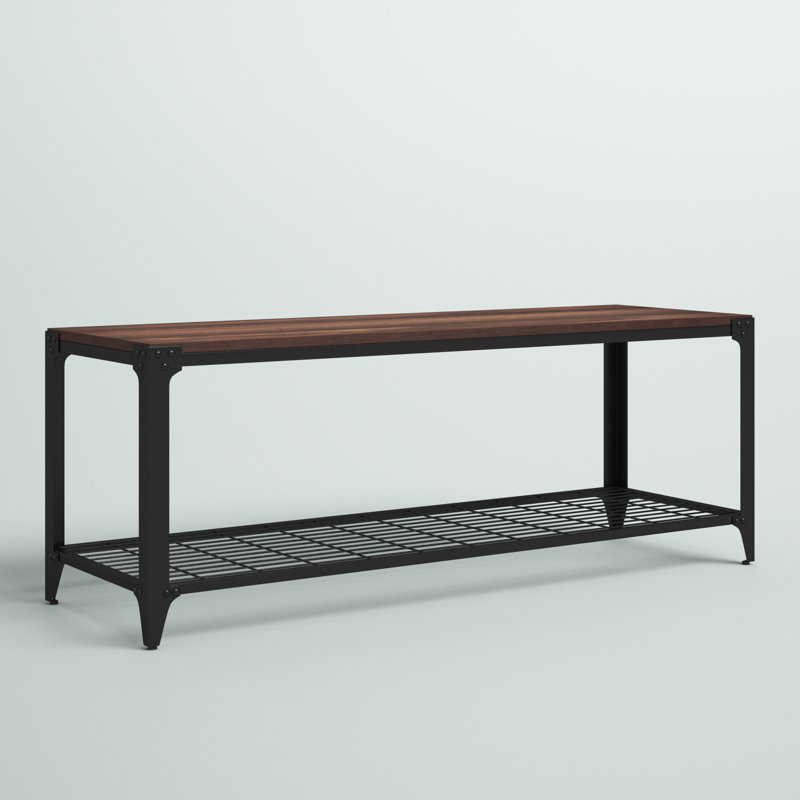 Sara Upholstered Storage Bench, Dark Walnut