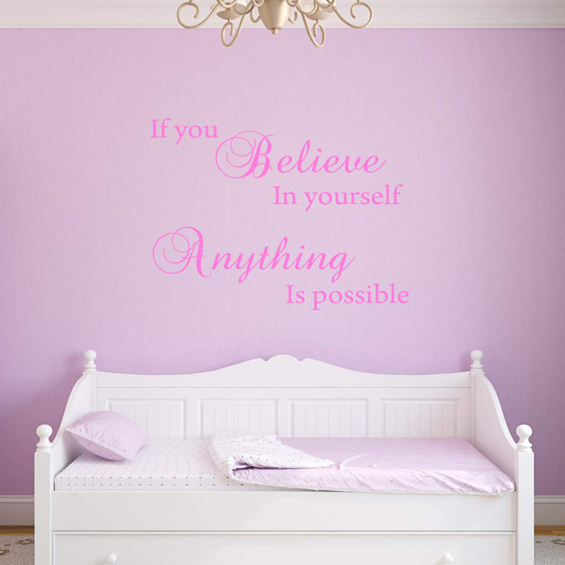 Adhésif décoratif «If you Believe in Yourself», tout est possible, H 16 po l 22 po, Rose