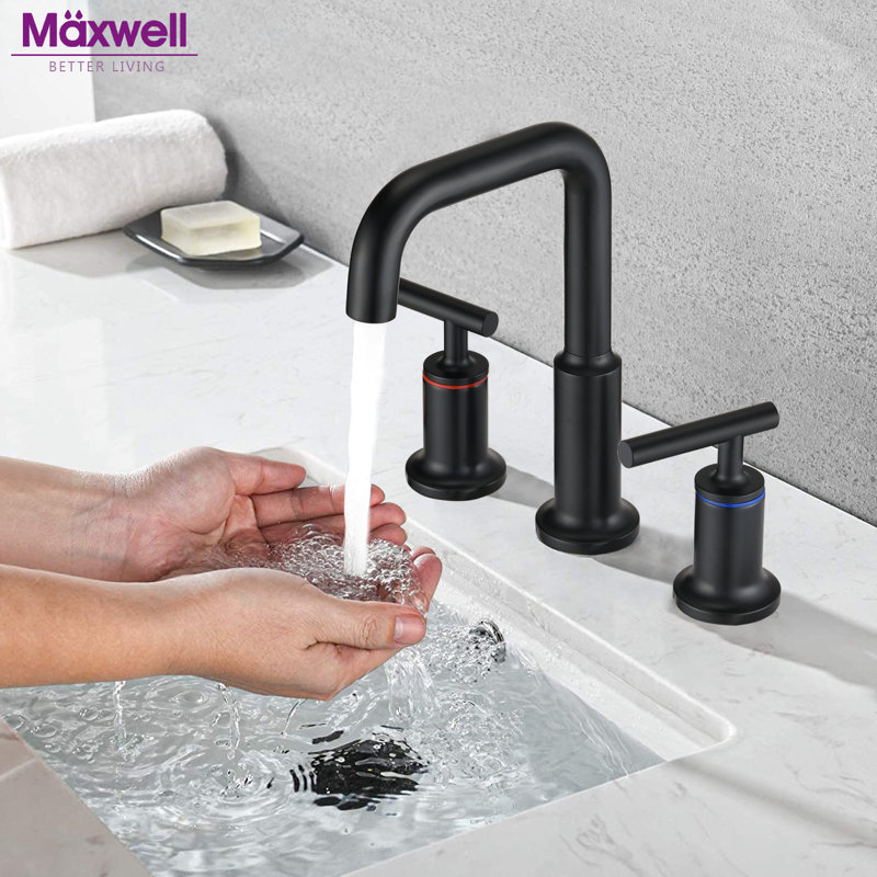 Widespread 2-handle Bathroom Faucet, Matte Black