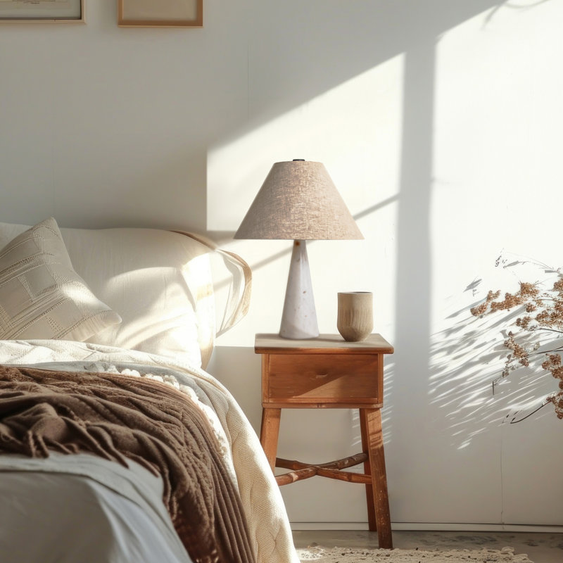 Modern Cone Shaped White Marble Base Table Lamp