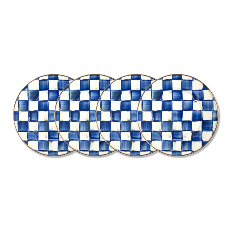Enamel Salad Plates, Blue/White