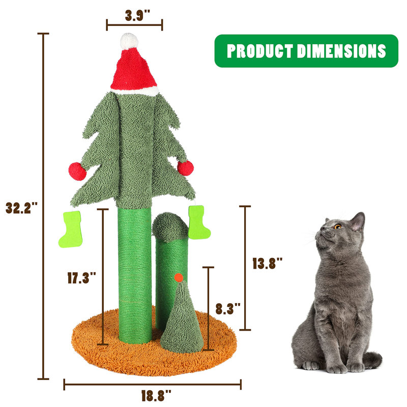 Tall Christmas Tree Cat Scratcher With 3 Posts