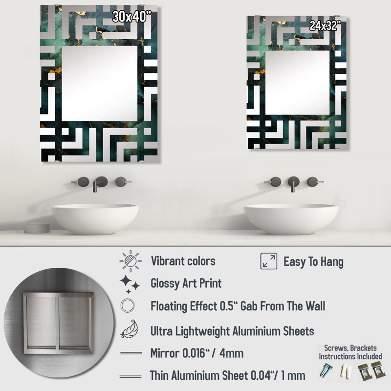 Rylah - Miroirs muraux décoratifs en marbre abstrait, 40 po x 30 po