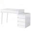 Bureau 39 po moderne blanc brillant avec 5 tiroirs et support pour imprimante - réversible