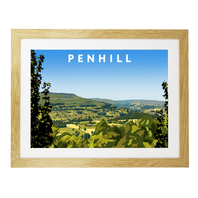 Penhill 2 by Richard O'Neil - Print, Oak Wood Frame, 33.5 cm H x 43.5 cm W x 2.2 cm D