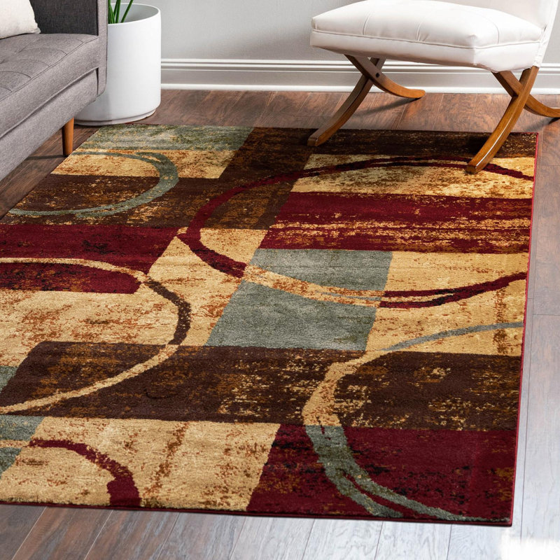Tapis multicolore Adetomiwa, Rectangulaire 5 pi 3 po x 7 pi 1 po